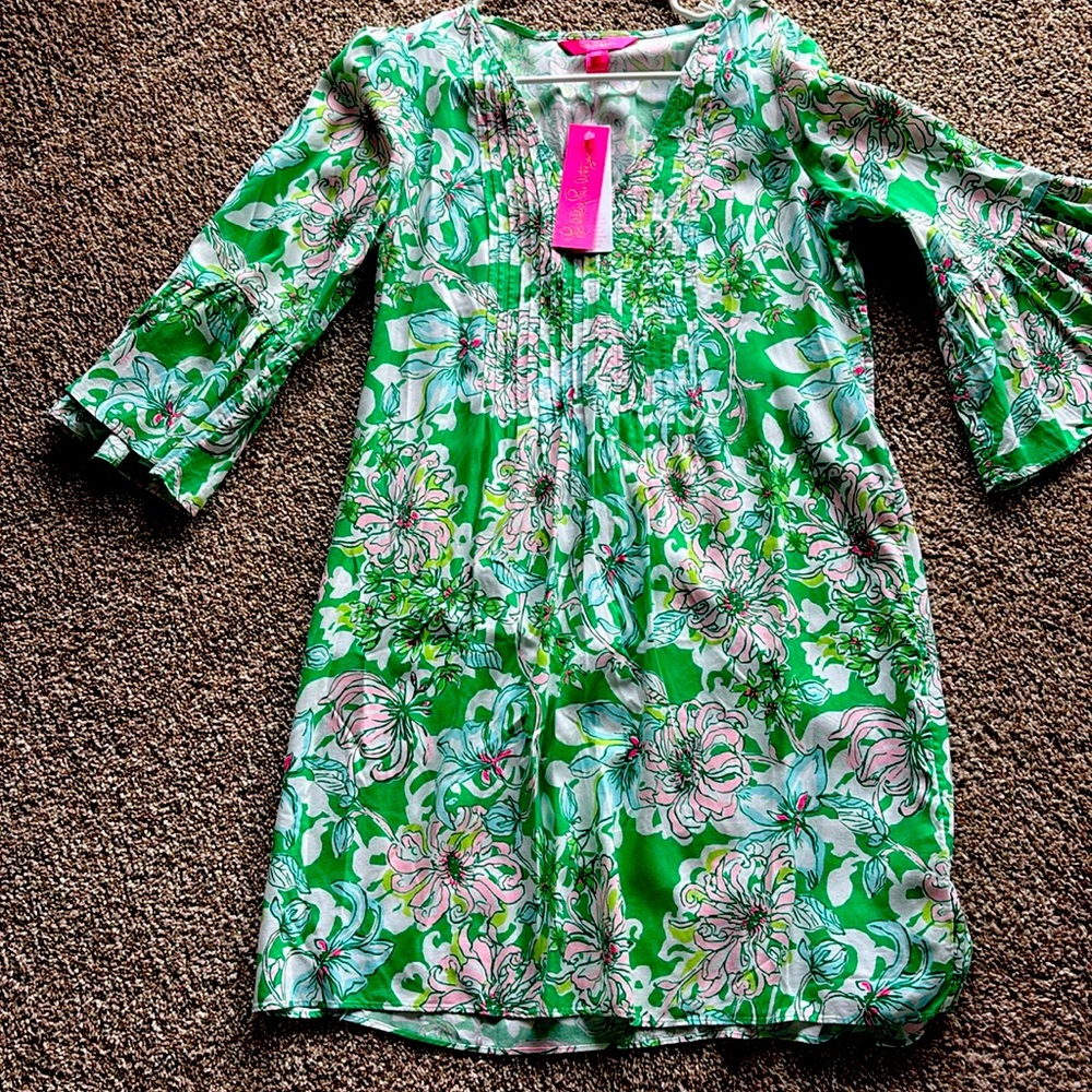 Lilly Pulitzer Green Ruffled Blouse with Relaxed Fit